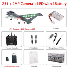 RC Airplane Plane Z51 with 2MP HD Camera or No Camera 20 Minutes Fligt Time Gliders With LED Hand Throwing Wingspan Foam Plane