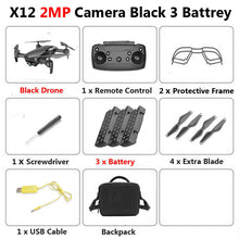 X12 WiFi FPV Mini Foldable Drone Camera 0.3MP 2MP HD Optical Flow Aerial Video Profissional RC Quadcopter Helicopter Toys SG106