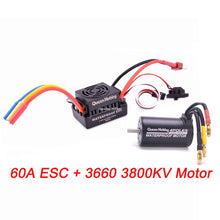 Waterproof 3650 3900KV / 3660 3300KV / 3670 2150KV Brushless Motor 60A 80A 120A Brushless ESC Combo Set for 1/8 1/10 RC Car