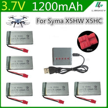 6Pcs/Set Original 3.7v 1200mAh with Charger Units for SYMA X5 X5C X5SC X5SH X5SW Drone Quodcopter Spare lipo Battey Parts 3.7 v