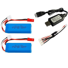 7.4V 450mAh Lipo Battery and USB Charger for WLtoys K969 K979 K989 K999 P929 P939 RC Car Parts 2s 7.4v Battery 3pcs