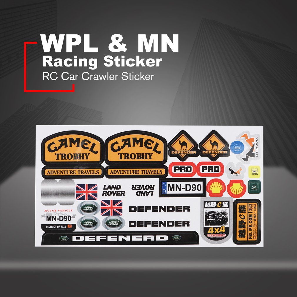 Micro Sponsor Logo Racing Sticker Sheet Universal For WPL & MN RC Car Crawler Sticker Parts RC Car Model Toy Parts Durability