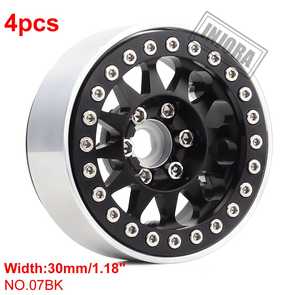 INJORA 4PCS Metal 1.9 Beadlock Wheel Rim 12-Spoke Wheel Hub for 1:10 RC Crawler Axial SCX10 II 90046 Traxxas TRX-4 Tamiya MST