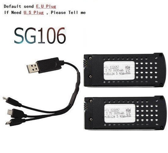 Original 3.7V 1600mAh Lipo Battery and ( 3-in-1 ) Charger For SG106 RC Helicopter Quadcopter Spare Parts 3.7v Drone Battery