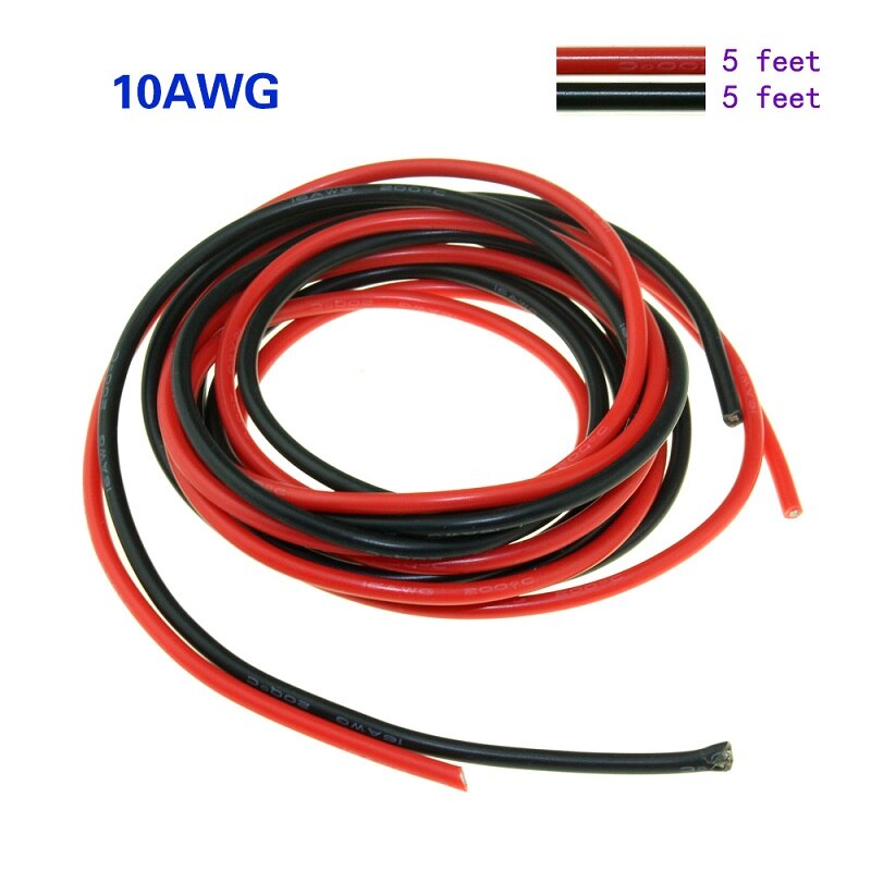 Hot Sale 2 Meters (1M red+1M black) 10AWG 12AWG 14AWG Silicone Rubber Wire Cable Red Black Flexible