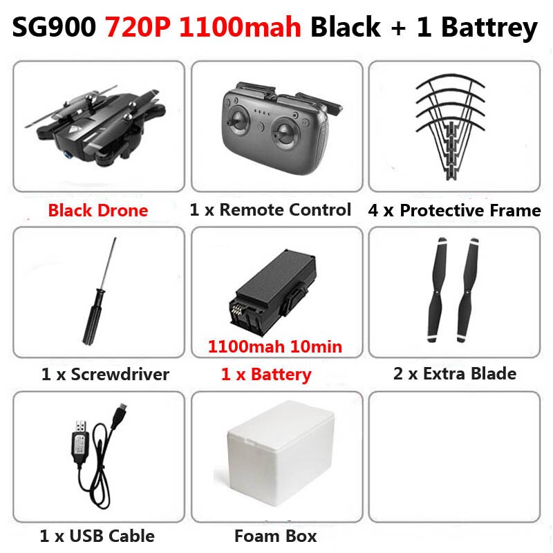 SG900 Foldable Profissional Drone with Dual Camera 720P 4K Selfie WiFi FPV Wide Angle Optical Flow RC Quadcopter Helicopter Toys