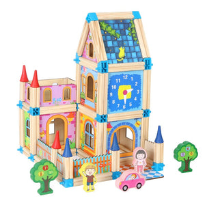 128pcs Master architecture building blocks toys Children's wooden toy Model Building Kits House model Kids Assembling block gift