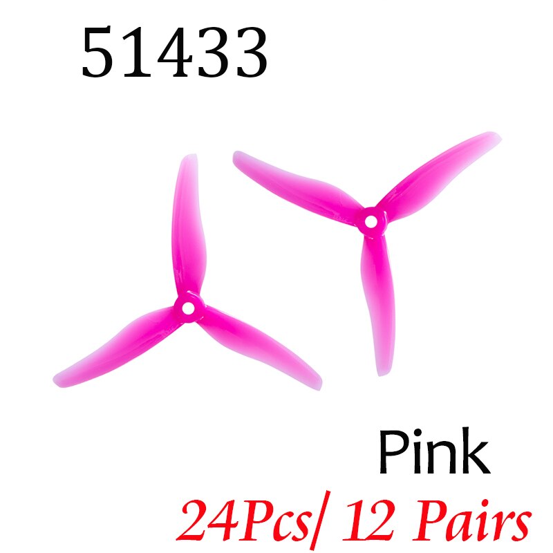 24pcs/ 12 pairs Gemfan 51433 5inch 3 blade/ tri-blade Propeller Props CW CCW Compatible T-motor for FPV Racing Drone