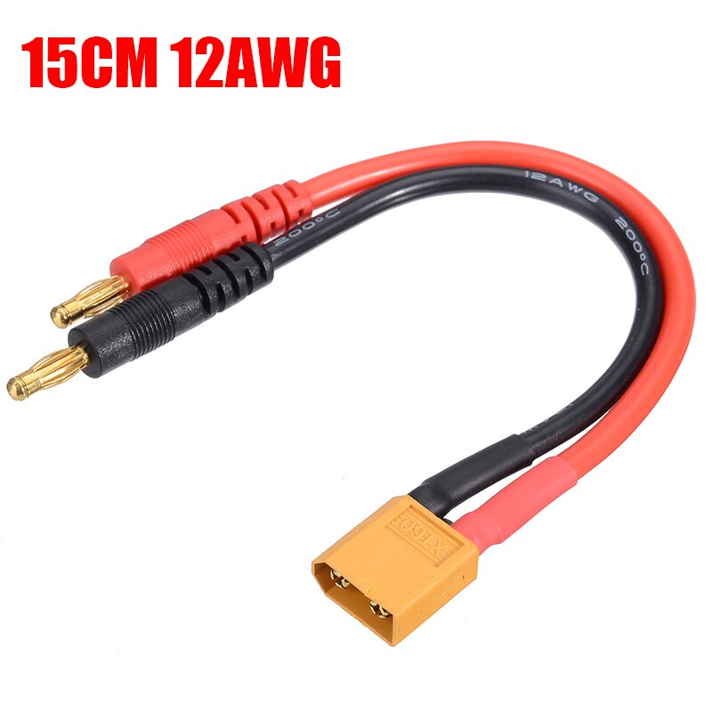 1pcs XT60 Male to 4mm Plug Connectors Line 12AWG/14AWG Charging Cable 15cm/30cm Lithium Battery Balance Charging Adapter Line