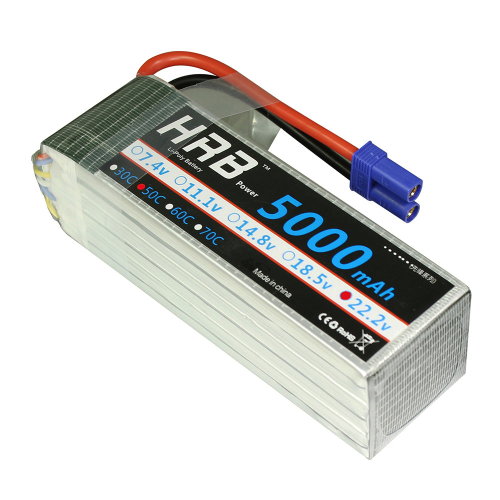 2pcs HRB 6S RC Lipo Battery 22.2V 5000mAh 50C 100C For Trex 700 800E tarot 650 Quadcopter Helicopter Multicopter Drone