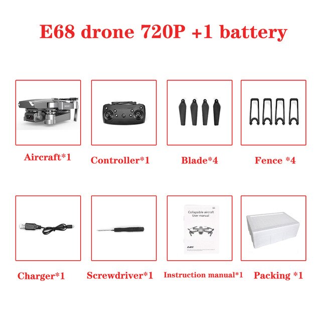 E68 drone HD wide angle 4K WIFI 1080P FPV drone video live recording Quadcopter height to maintain drone cameraVS e58 drone