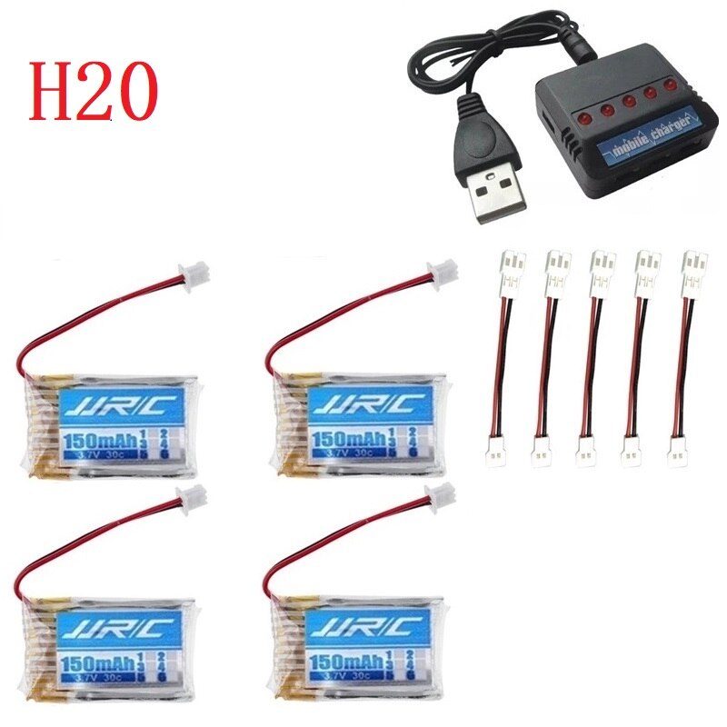 Original JJRC H20 battery 3.7V 150mAh For JJRC H20 Syma S8 M67 U839 RC Quadcopter Parts 3.7V Lipo Battery and Charger (6 IN 1)