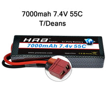 HRB Lipo 7.4V 11.1V 14.8V 2S 3S 4S 2P Battery 7.4V 7000mah 55C T DEAN XT60 MAX 110C Hard Case for RC 1/10 Scale Trx Stampede Car