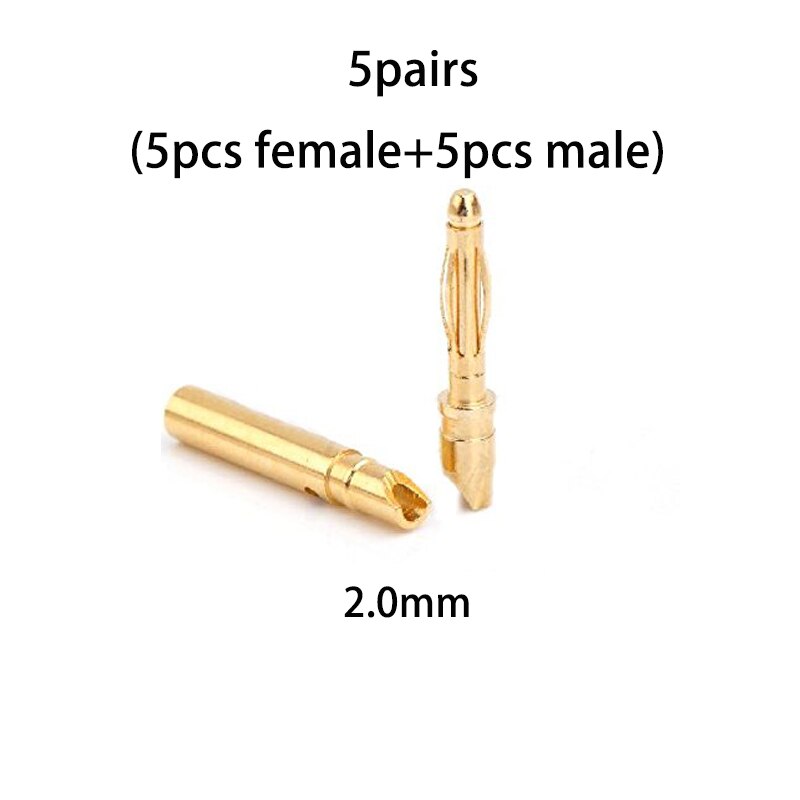 10pcs Amass 2.0mm 3.0mm 3.5mm 4.0mm 5.5mm Gold Bullet Banana Connector 6.0mm 8.0mm plug for RC Battery 5pairs
