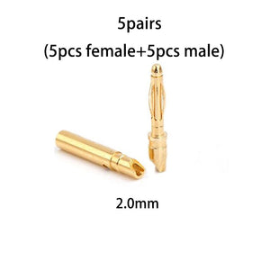 10pcs Amass 2.0mm 3.0mm 3.5mm 4.0mm 5.5mm Gold Bullet Banana Connector 6.0mm 8.0mm plug for RC Battery 5pairs