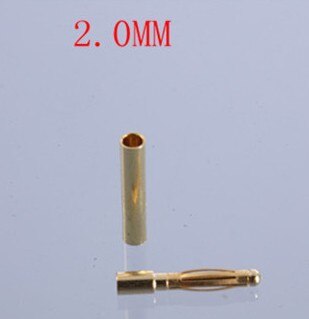 40pcs/lot 2.0mm 3.0mm 3.5mm 4.0mm 5.5mm 6.0mm 8.0MM Gold Bullet Banana Connector plug for ESC Lipo RC battery Plugs (20 pair)