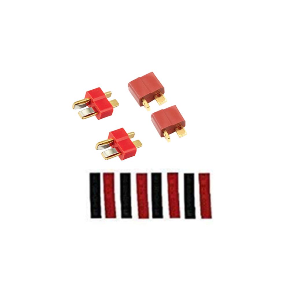 2/5/10 Pairs Red Black Ultra T-Plug Connectors Deans Style Male and Female with heat Shrink Tubing For RC charger LiPo Battery