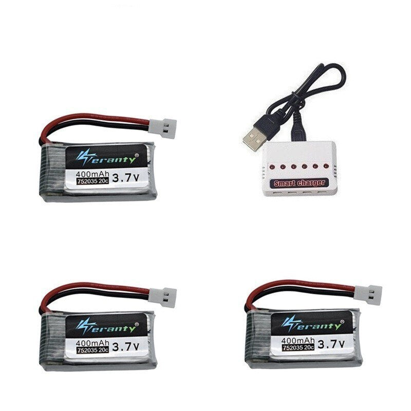 3.7V 400mah Battery and 6-Port Charger For SYMA X15 X5A-1 X15C X15W H31 X4 H107 KY101 E33C E33 U816A V252 H6C RC Spare Parts
