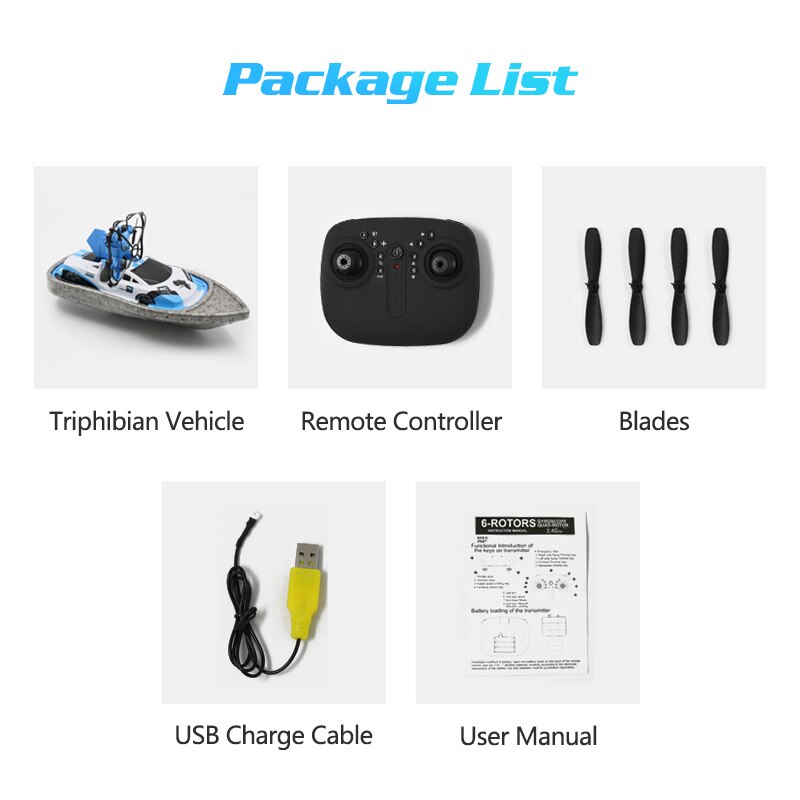 3 In 1 RC Drone Boat Car Water Ground Air Mode Three Modes Headless Mode Altitude Hold RC Helicopters Toys For Kids