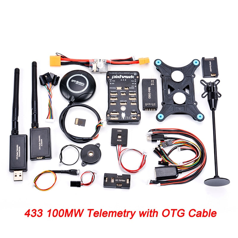 Pixhawk PX4 PIX 2.4.8 32 Bit Flight Controller + 433 / 915 Telemetry+M8N GPS+Minim OSD+PM+Safety Switch+Buzzer+PPM+I2C+ 4G SD