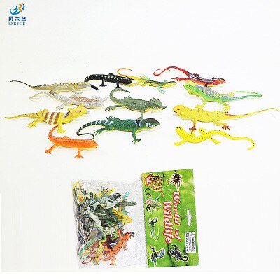 12pcs Model lizard toy Reptile Simulation plastic forest wild animal model toys ornaments PVC figurine home decor Gift For Kids