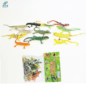12pcs Model lizard toy Reptile Simulation plastic forest wild animal model toys ornaments PVC figurine home decor Gift For Kids