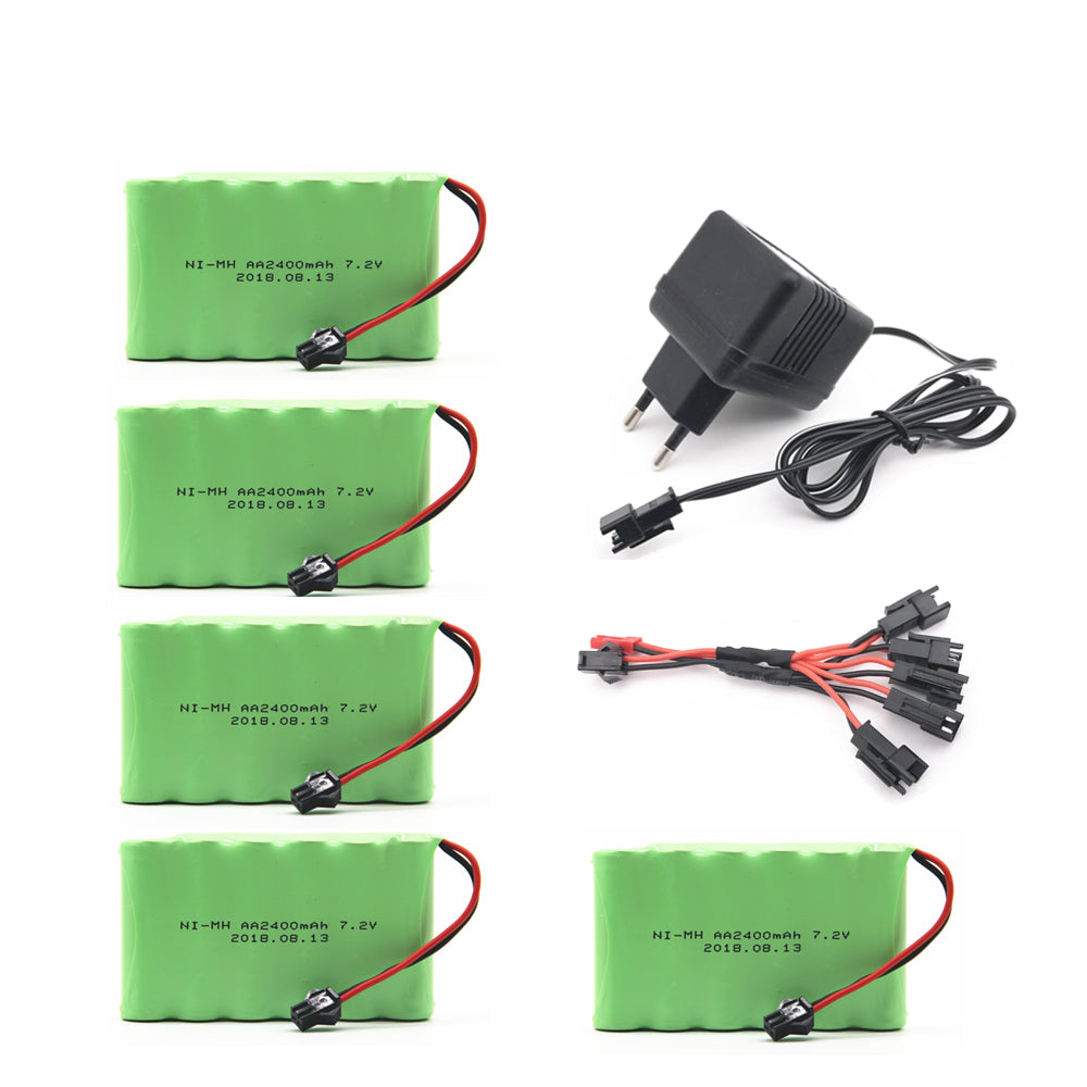 7.2v 2400mah AA NI-MH Battery with charger High capacity electric toy battery Remote car ship robot rechargeable 7.2 v 2400 mah