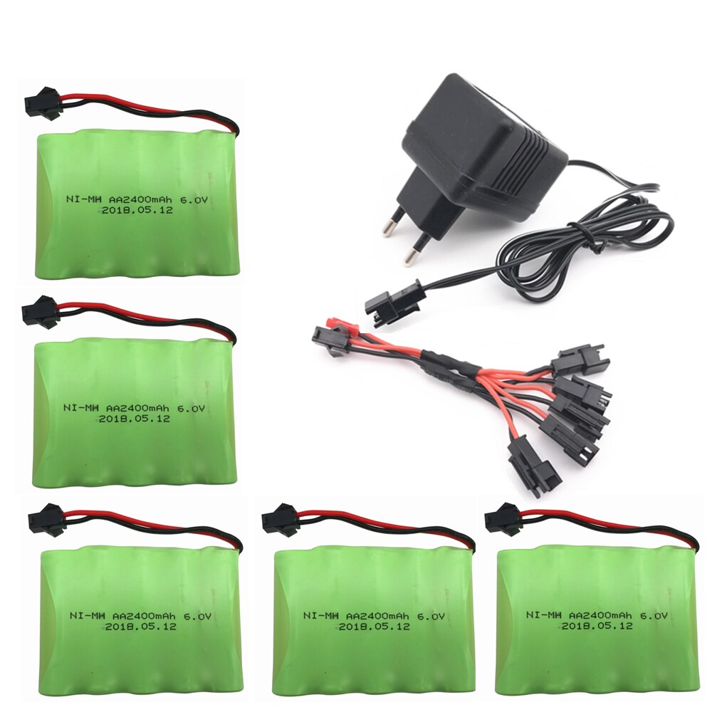 6v 2400mah AA NI-MH Battery with charger High capacity electric toy battery Remote car ship robot rechargeable 6 v 2400 mah