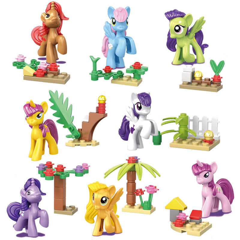 8pcs Princess Girl Unicorn Assemble Model Building Blocks Figures Kits Bricks Kid Children Educational Toys Gift