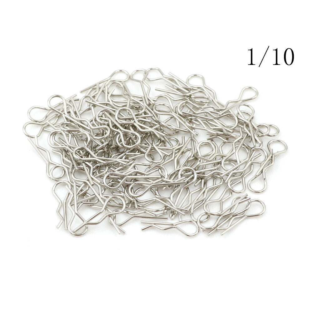 100pcs/lot 1/10 1/8 Stainless Steel Body Clips Pins For RC Car Racing Shell Wind Tail Parts