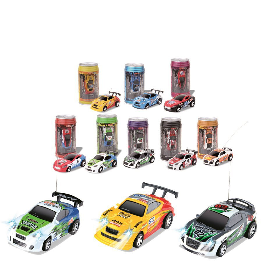 HOT! Original 7 Colors Coke Can RC Car Radio Remote Control Car Micro Racing Car Toy 4pcs Road Blocks Kid's Toys Gifts