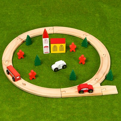 Electric Train Toy Blocks Rails Train Wood Model Railway Wooden Trains Building Blocks Track Magic RC Trains Set Wooden Railway