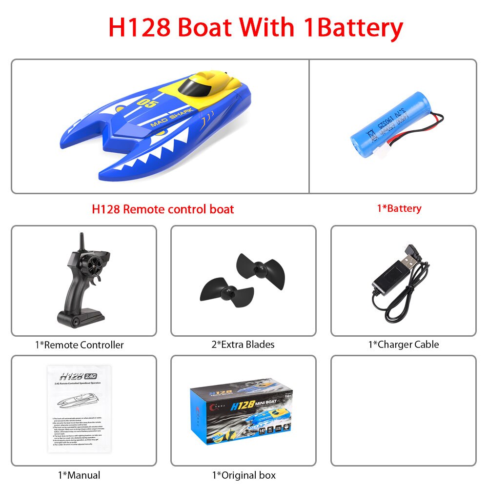H128 Rc Boat 1/47 2.4GHz Remote Control Speed mini Boat Dual Motors 15km/h 20minutes Fligt Time RC Ship Speedboat Electric Toys