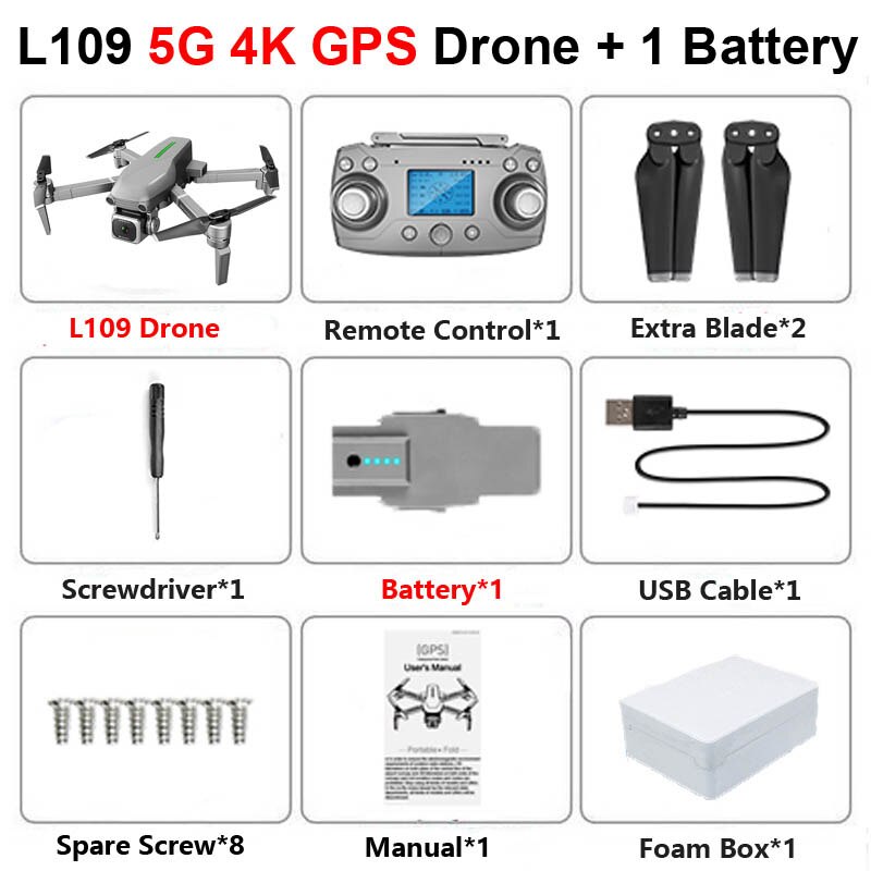 L109 Profissional Drone with ESC 4K Camera 5G GPS WiFi FPV Brushless Control Distance 1000m RC Helicopter Quadrocopter Toy SG907