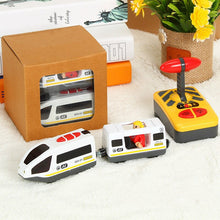 Electric RC Train Set Remote Control Toys Connected with Wooden Railway Car Tracks Birhtday Christmas Gift for Children