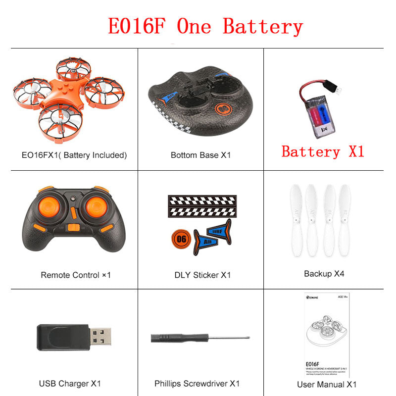 Eachine E016F 3-in-1 EPP Flying Air Boat Land Driving Mode Detachable RC Drone Quadcopter For kid Gift