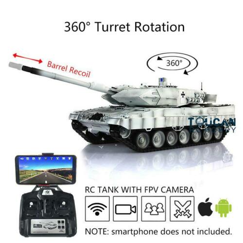 Henglong 1/16 6.0 Customized Leopard2A6 RC Tank 3889 Metal Tracks FPV Recoil TH16211