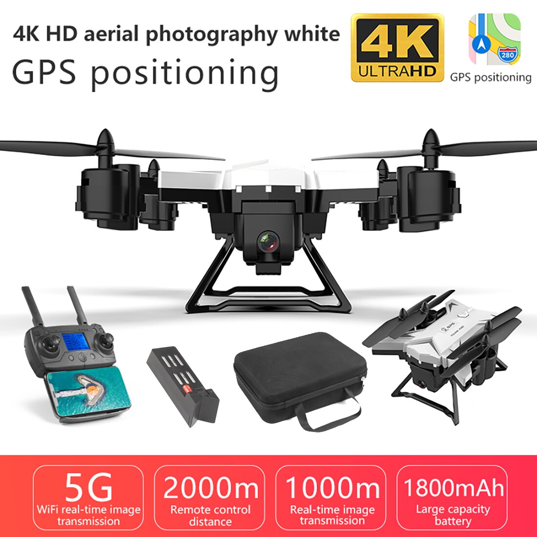 KY601G GPS Drone Quadcopter 1.8km Long Distance Remote Control RC Helicopter Drone with 5G 4K HD Camera Foldable