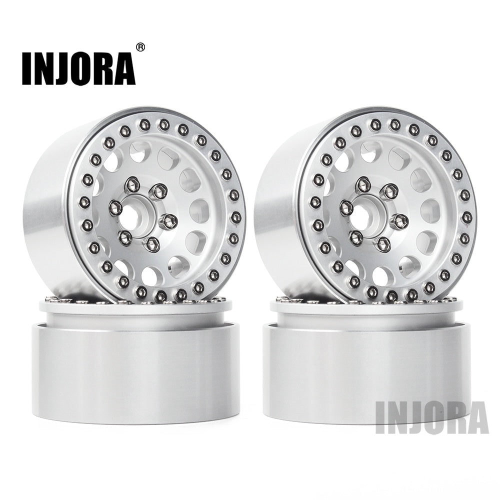 INJORA 4Pcs Aluminum Alloy 1.9 Beadlock Wheels Rims for 1/10 RC Crawler Axial SCX10 SCX10 II 90046 Traxxas TRX4 D90