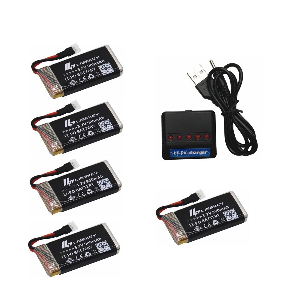 Limskey 900mAh 3.7V LiPo Battery + USB Charger for SYMA X5C X5 X5SW MJX X708 W RC Drone Quadcopter Spare Battery Parts