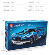 MOC Techinic Blue Race Car Model Kit Boy Assembling Building Blocks Bricks Toys Compatible With Legoing 42083 Bugatti car Chiron