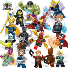 16pcs/set The Avengers Heroes DIY Model Building Blocks Kit Hulk Batman Thanos Thor Assembling Bricks Toys Kids with Legoinglys