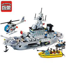 Sluban Model Building Blocks Navy Submarine Military Ship Plane Aircrafted Carrier Warship Battle Cruiser Frigate Toys