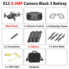 X12 WiFi FPV Mini Foldable Drone Camera 0.3MP 2MP HD Optical Flow Aerial Video Profissional RC Quadcopter Helicopter Toys SG106