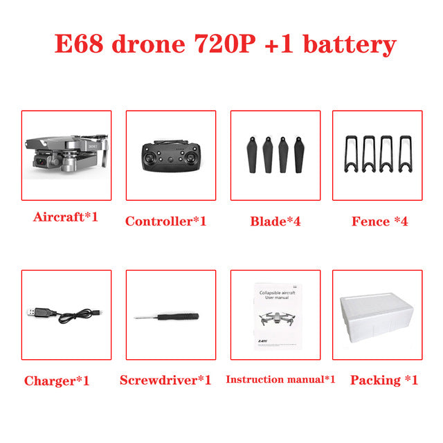 E68 drone HD wide angle 4K WIFI 1080P FPV drone video live recording Quadcopter height to maintain drone cameraVS e58 drone