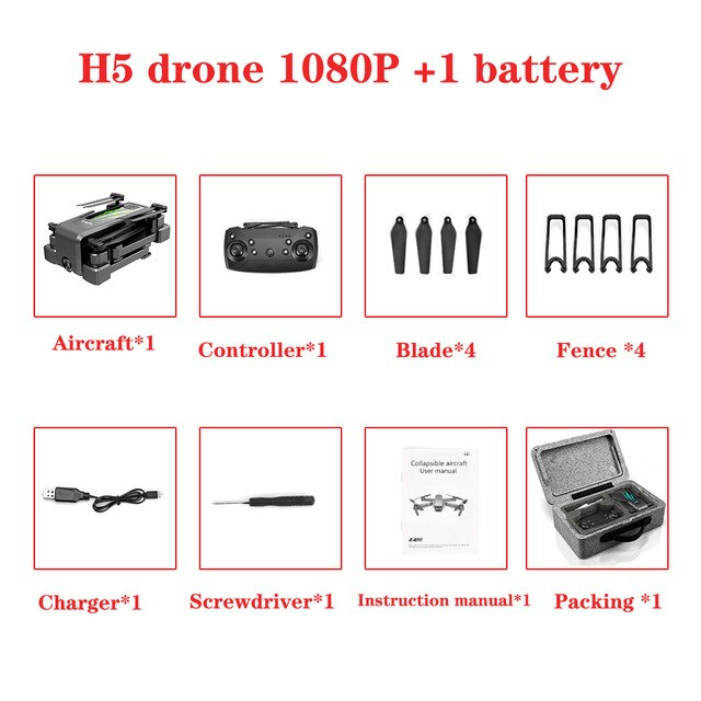 Drone 4k HD wide-angle camera 1080p WIFI FPV height can keep sailing for 20 minutes VR mode Quadcopter H5 drone VS E520S drone
