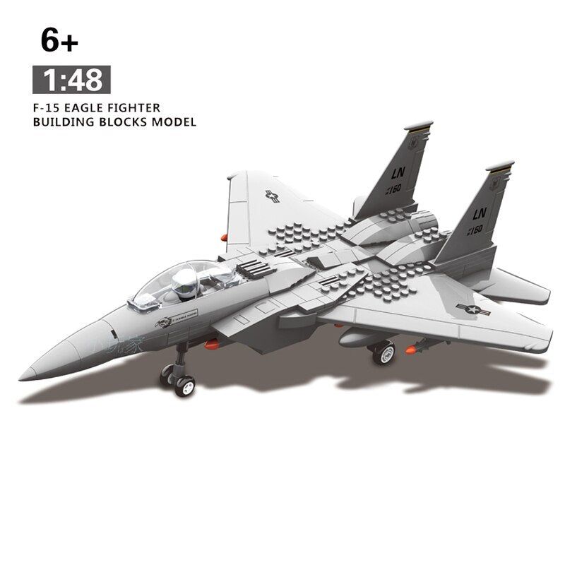Building Blocks Fit LegoINGlys 270Pcs Military Series F-15 Eagle Fighter MOC Airplane Model Kits Assemble Toys For Adults Gift