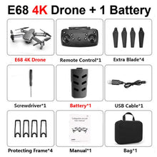 E68 drone HD wide angle 4K WIFI 1080P FPV drone video live recording Quadcopter height to maintain drone cameraVS e58 drone