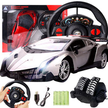 1set Simulation Game Steering Wheel 1:12 Gravity Sensing Four-Way Remote Control Toy Car+ Steering Wheel+Pedal Kids Gamepad Toys