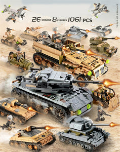 1061pcs Military German Tiger Tank Car Assembly Kits Building Blocks legoed Army WW2 soldier Model Kids brick children Toys Gift